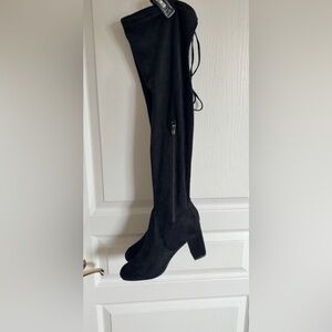 Black Over-the-Knee Boots with Zipper